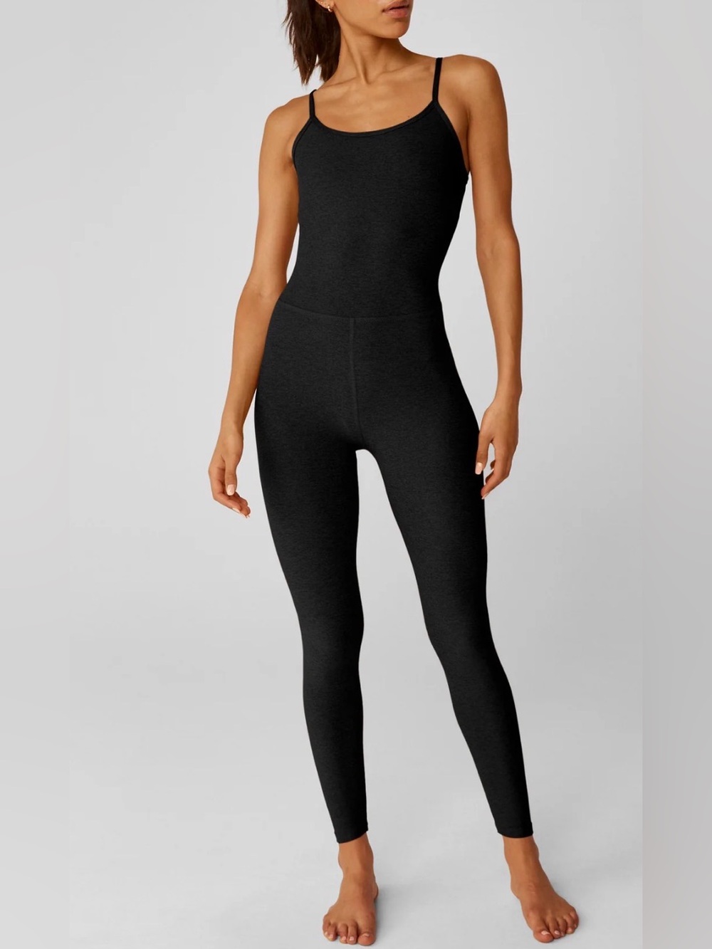 Beyond Yoga Spacedye Uplevel midi jumpsuit in charcoal grey, size large